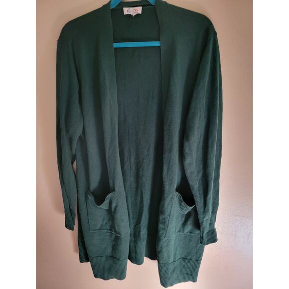 Denim & Co Long Green Cardigan Sweater 1X - Picture 1 of 5